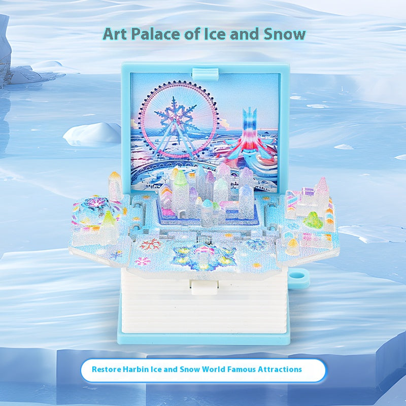 2025 New Ice and Snow World Mini 3D Pop-Up Book Keychain Stress Relief Toy Press Exquisite Gift