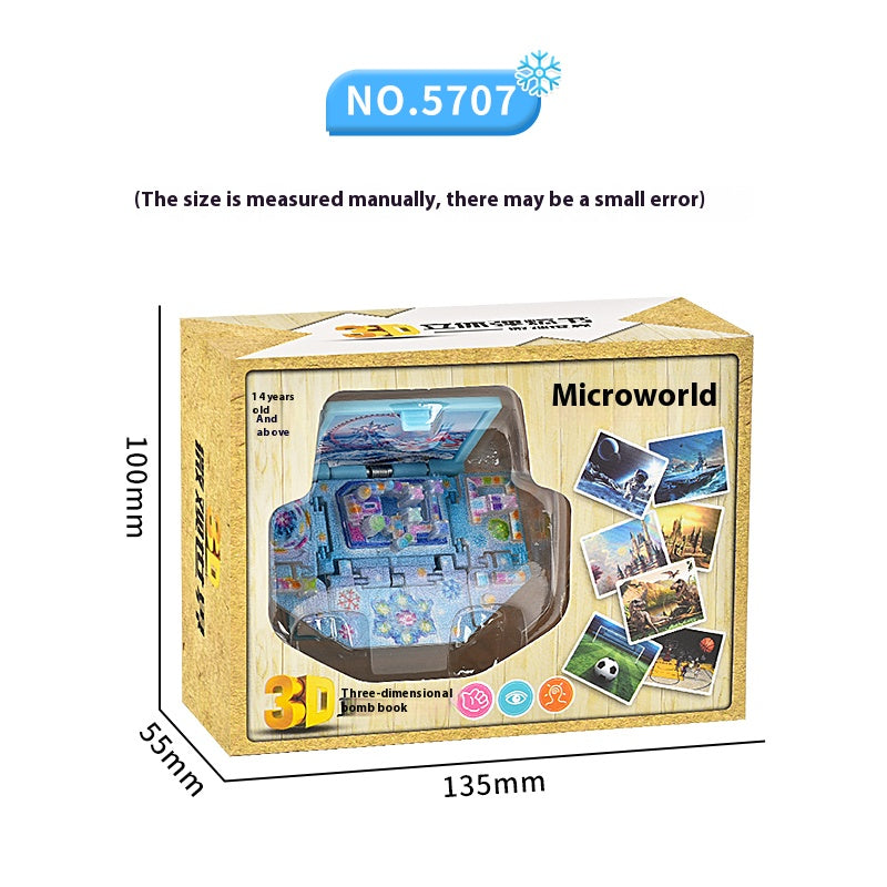 2025 New Ice and Snow World Mini 3D Pop-Up Book Keychain Stress Relief Toy Press Exquisite Gift
