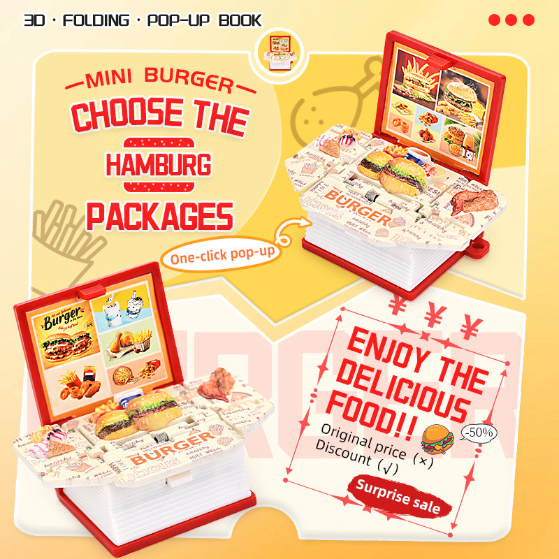 French fries burger 3D book key chain Creative decompression toys School bag pendant
