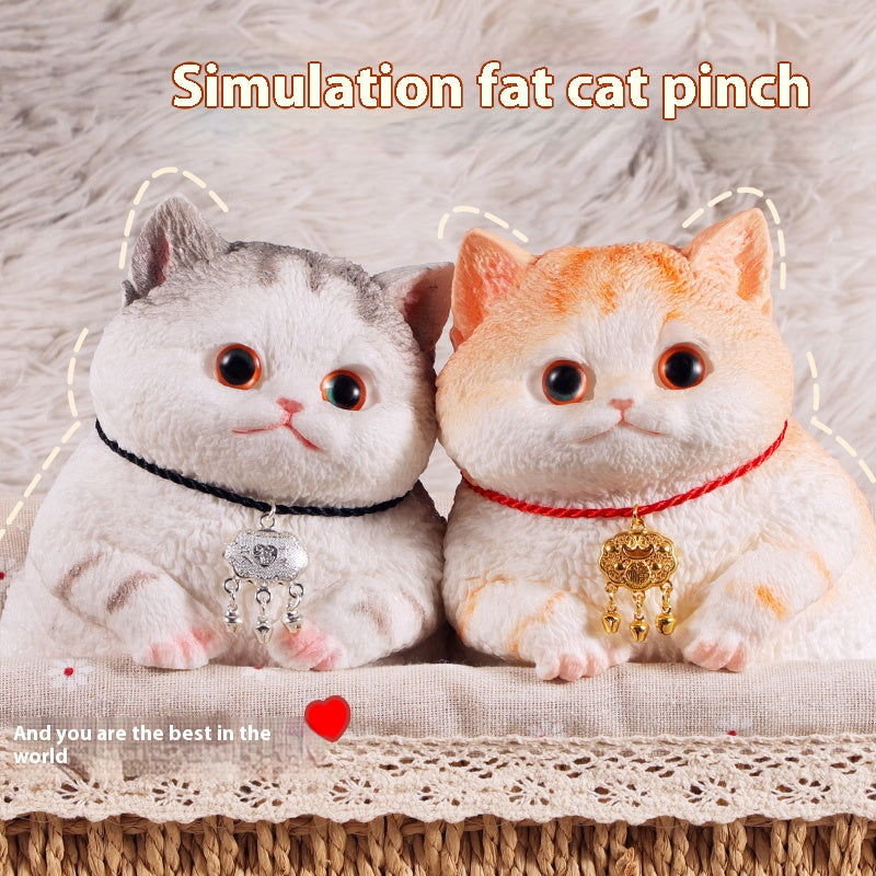High-end simulation hand-painted cat decompression toy, children's safe silicone material, gift ornament, squeeze fun.