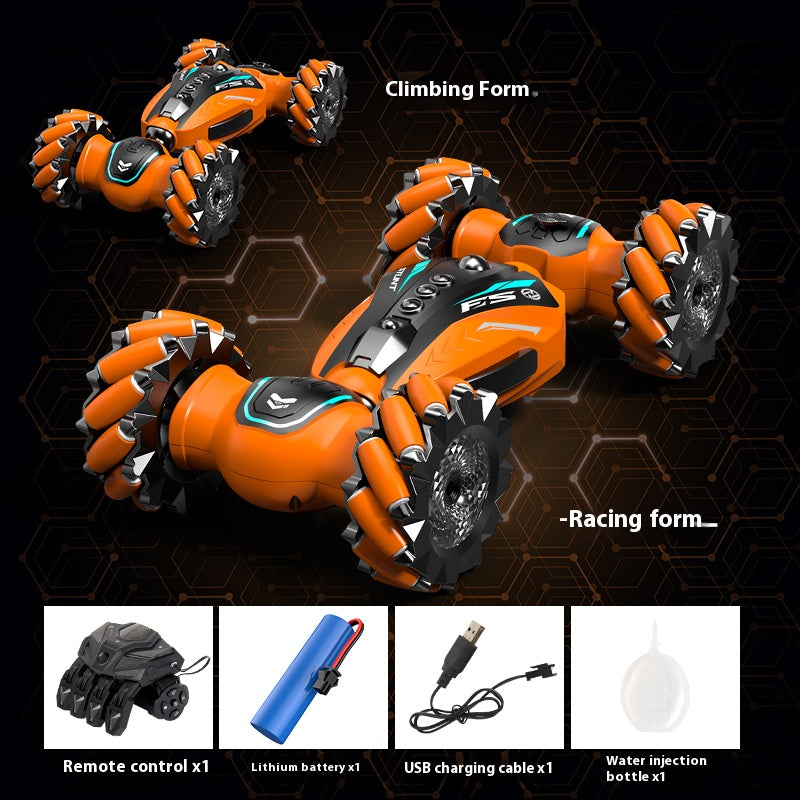 RC remote control high-tech glow-in-the-dark four-wheel drive side-trick transforming car toy