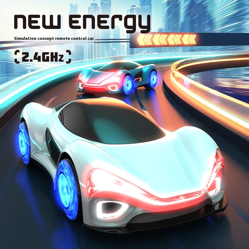 Stunt drift simulation concept remote control car innovative design music double spray light exhaust hand control induction