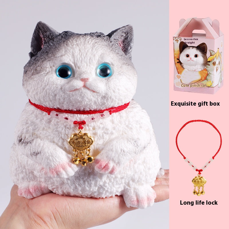 High-end simulation hand-painted cat decompression toy, children's safe silicone material, gift ornament, squeeze fun.
