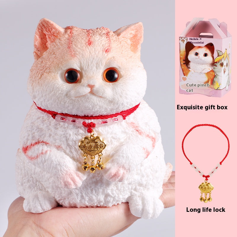 High-end simulation hand-painted cat decompression toy, children's safe silicone material, gift ornament, squeeze fun.