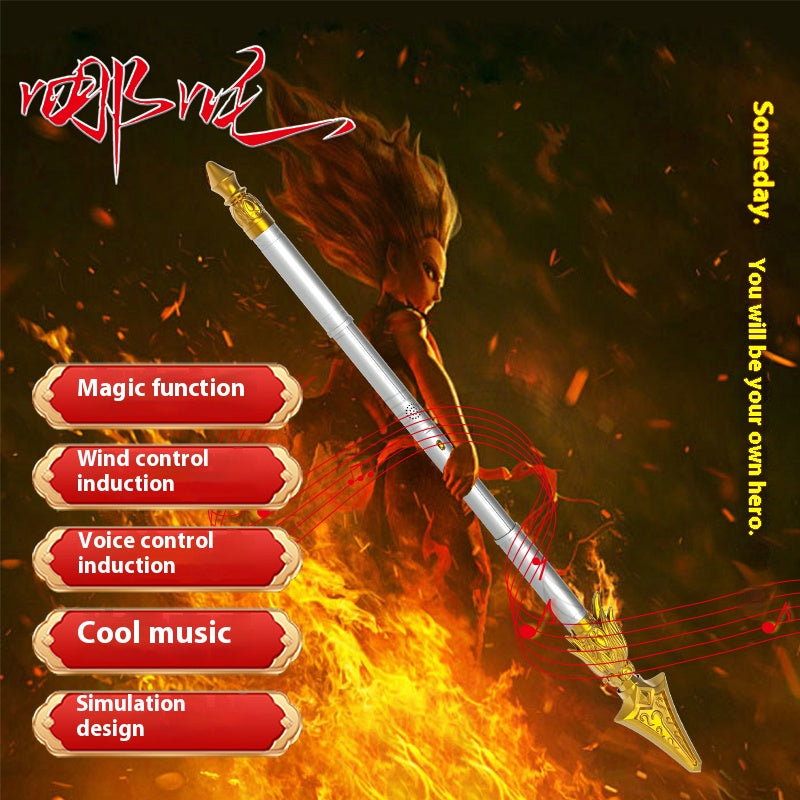 【Voice Control Version】Nezha's Fire-Tipped Spear Toy with a High-End Sense of Stretching for Children's Outdoor Parent-Child for Ages 3-6