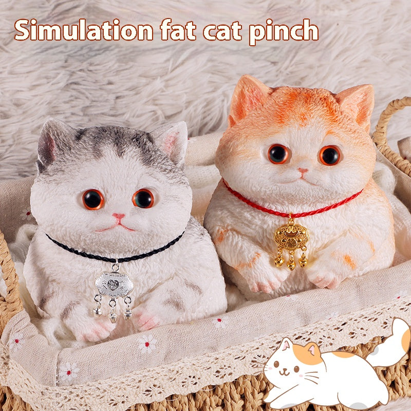 High-end simulation hand-painted cat decompression toy, children's safe silicone material, gift ornament, squeeze fun.