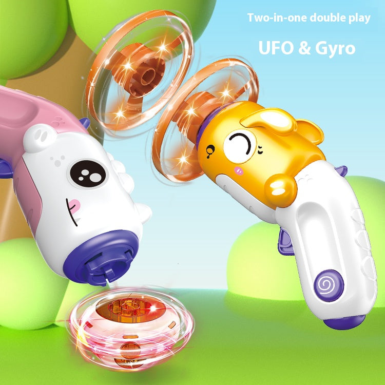 Children's outdoor cartoon dinosaur top flying saucer rotating launch toy for boys and girls aged 3-6 years old parent-child interaction