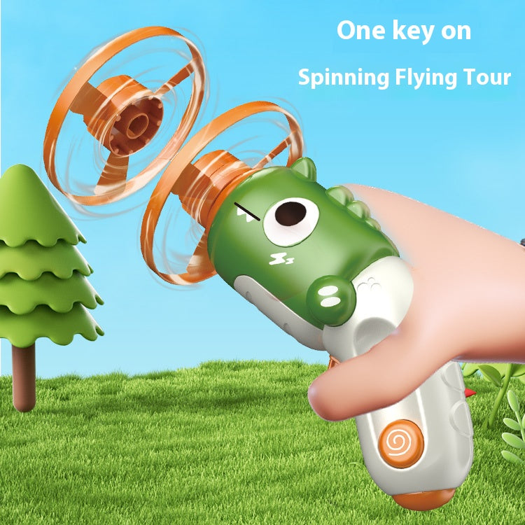 Children's outdoor cartoon dinosaur top flying saucer rotating launch toy for boys and girls aged 3-6 years old parent-child interaction