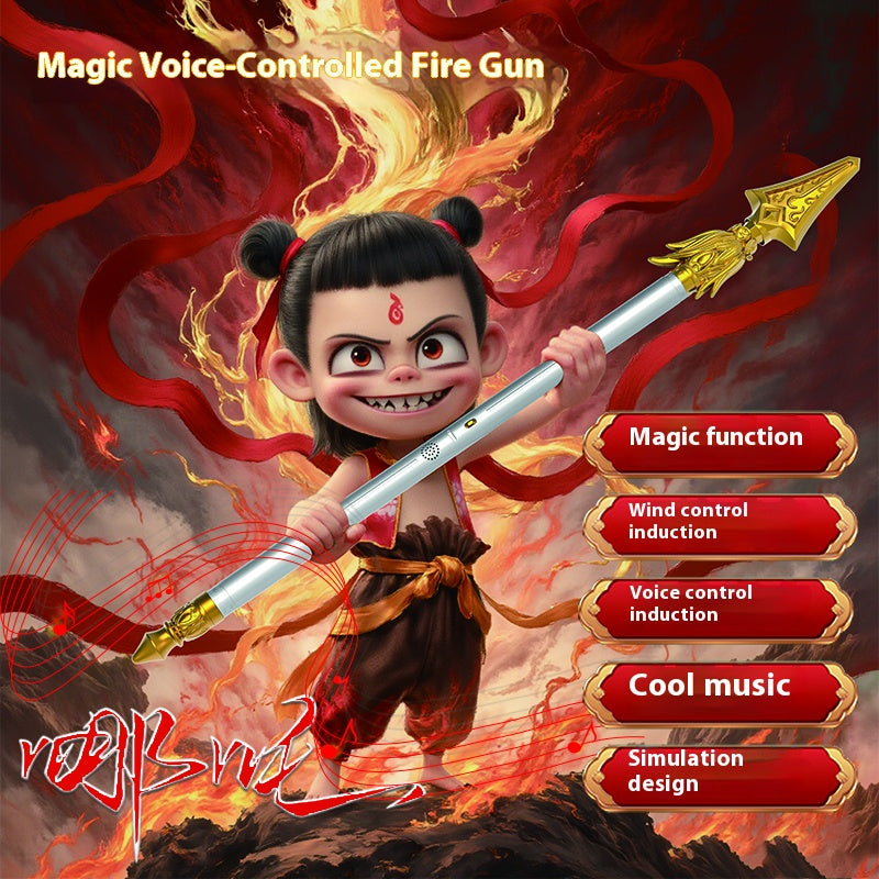 【Voice Control Version】Nezha's Fire-Tipped Spear Toy with a High-End Sense of Stretching for Children's Outdoor Parent-Child for Ages 3-6