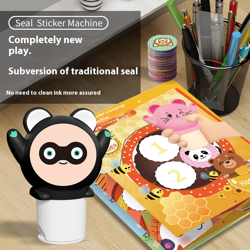 Children's educational early learning labels, cartoon cute magic stickers, stamp machine picture album, easy to paste and tear.