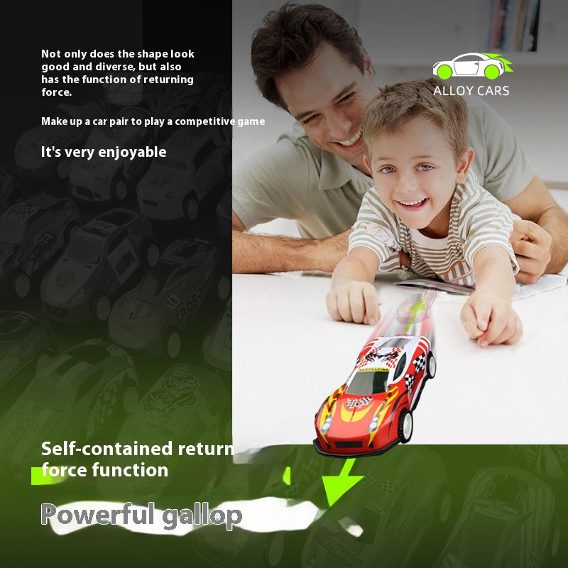 Children's toy alloy car; boy's inertial pull-back racing car model gift box set; birthday gift.