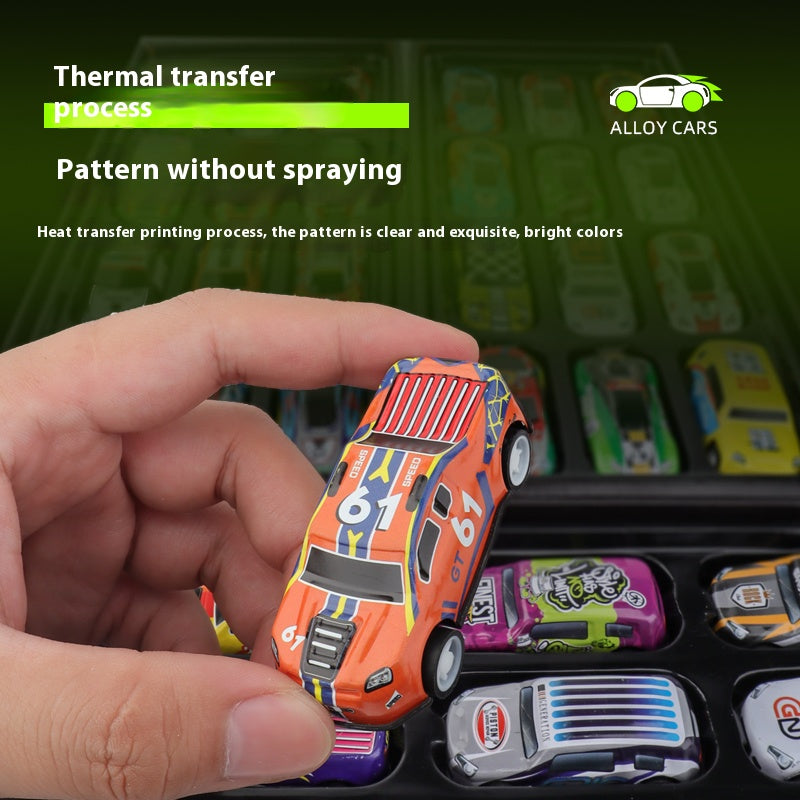 Children's toy alloy car; boy's inertial pull-back racing car model gift box set; birthday gift.