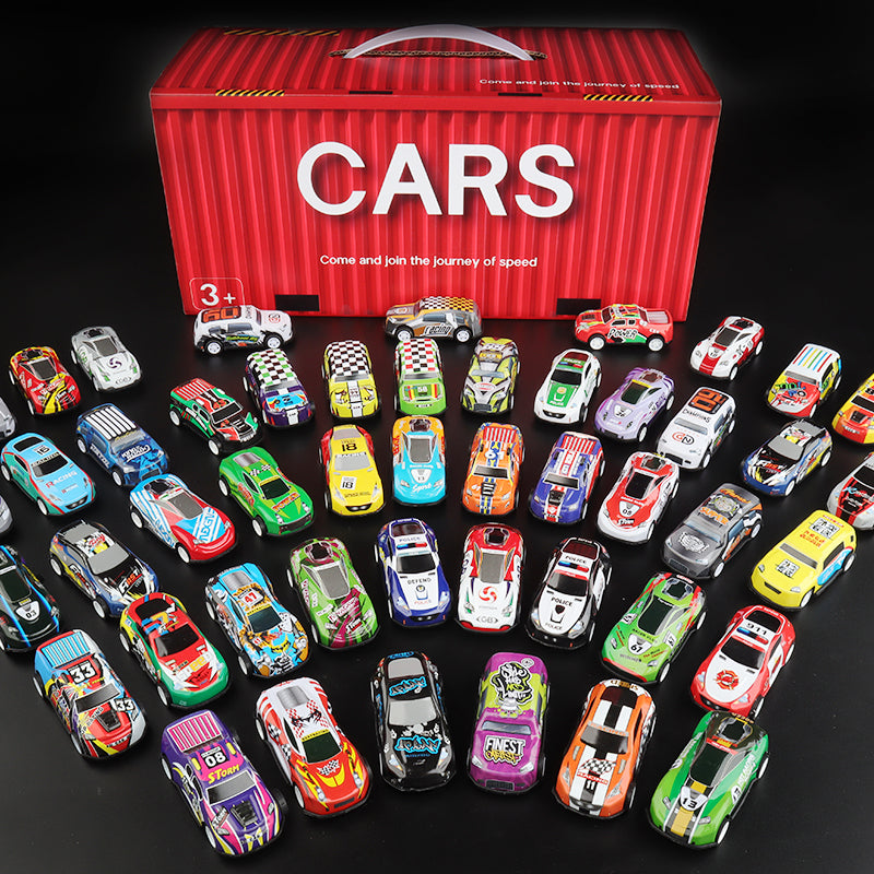 Children's toy alloy car; boy's inertial pull-back racing car model gift box set; birthday gift.