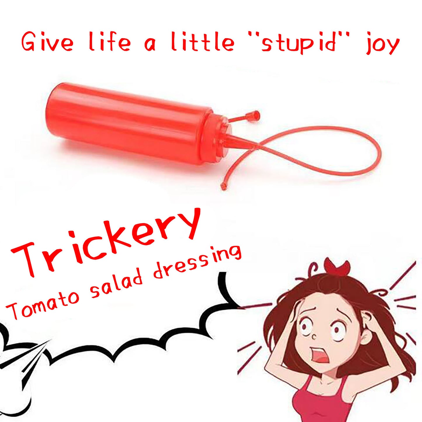 Simulation toys Scare good friends and family Tomato bottle toy Give them a scare