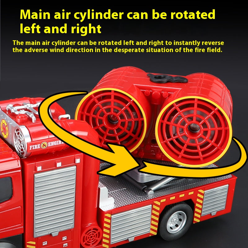 Multifunctional alloy smoke exhaust fire truck with luminous double spray 3-6 years old model toy internet celebrity children's