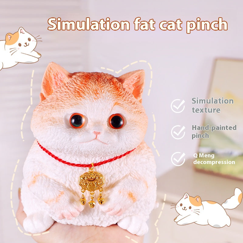 High-end simulation hand-painted cat decompression toy, children's safe silicone material, gift ornament, squeeze fun.