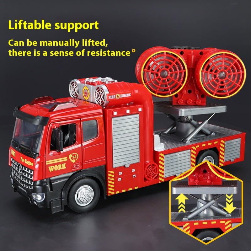 Multifunctional alloy smoke exhaust fire truck with luminous double spray 3-6 years old model toy internet celebrity children's