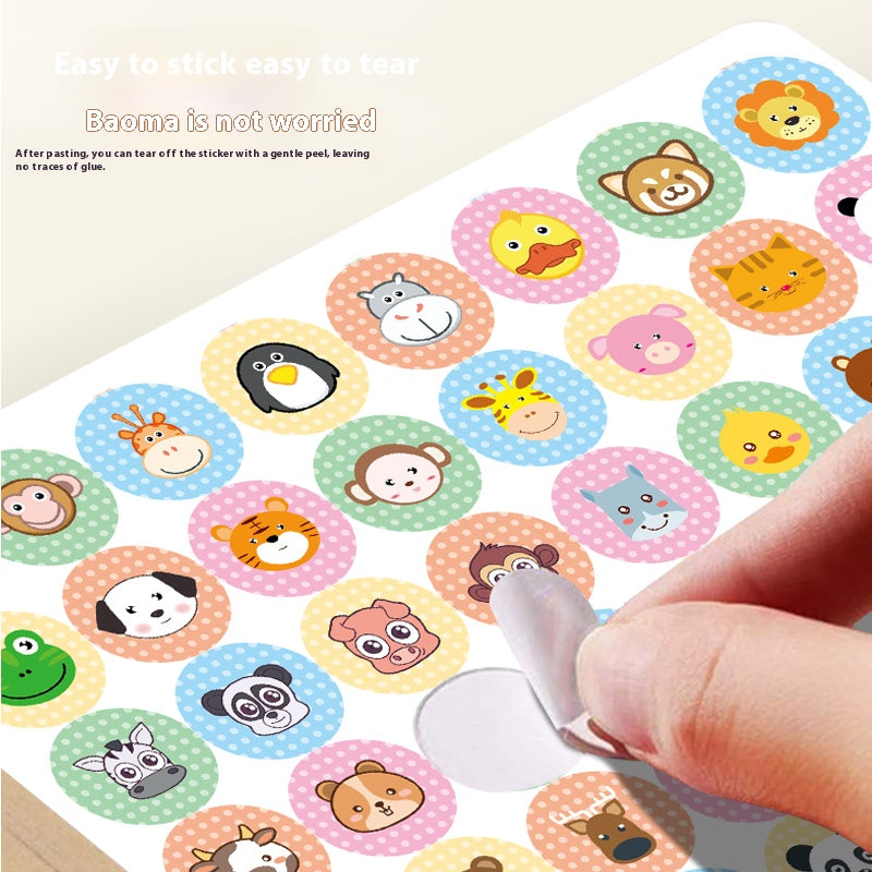 Children's educational early learning labels, cartoon cute magic stickers, stamp machine picture album, easy to paste and tear.