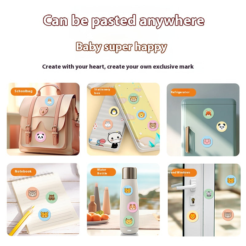 Children's educational early learning labels, cartoon cute magic stickers, stamp machine picture album, easy to paste and tear.