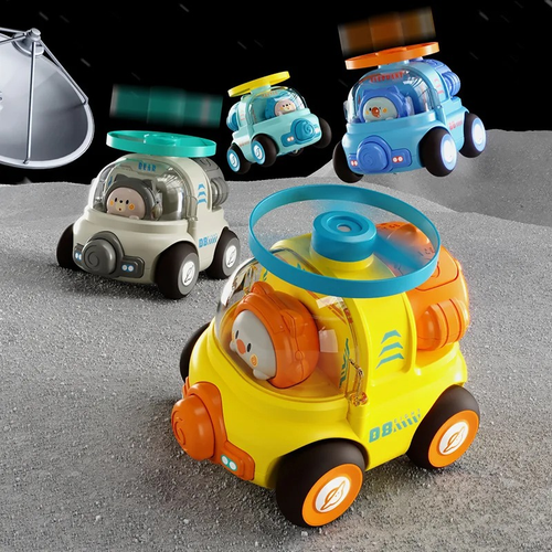 New Children's Cartoon Animal Inertia Car Toy Creative Indoor Flying Disc Car Bamboo Dragonfly Rotating Whistle Car Toy Gifts