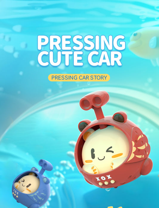 Mini cartoon parent-child puzzle children's toy cute press inertial doll glide car resistant to fall