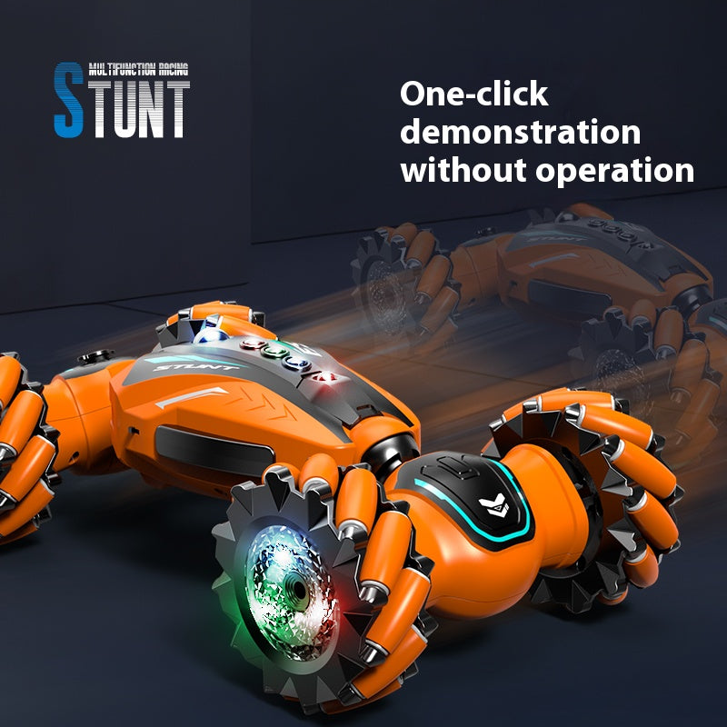 RC remote control high-tech glow-in-the-dark four-wheel drive side-trick transforming car toy