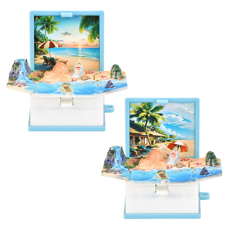 Summer Beach 3D book key chain Creative decompression toys School bag pendant