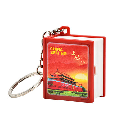 Beijing Tiananmen 3D book key chain Creative decompression toys School bag pendant