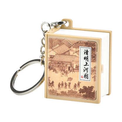 Along the River During the Qingming Festival 3D book key chain Creative decompression toys School bag pendant