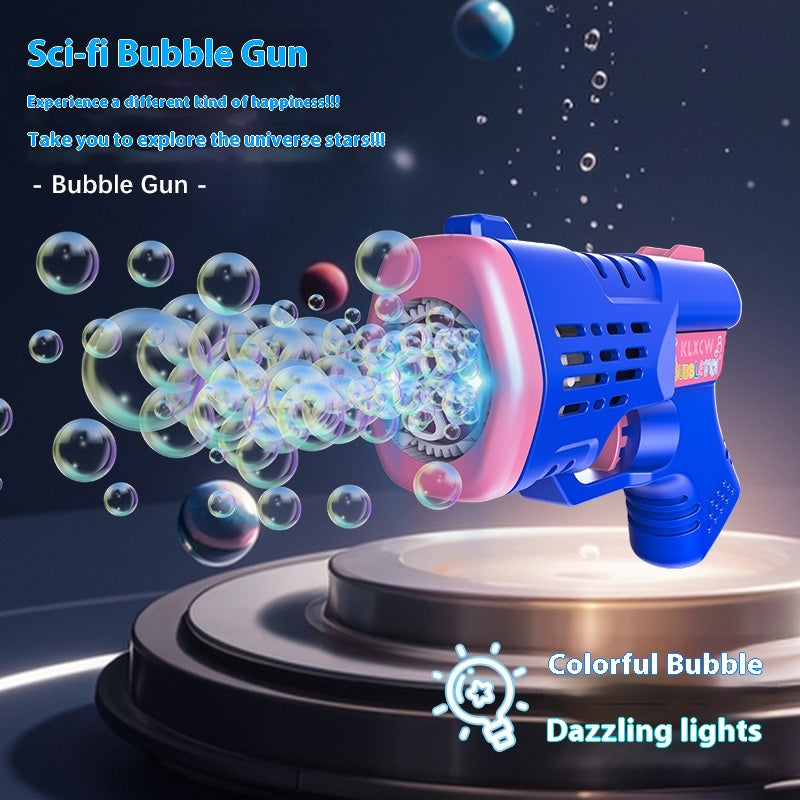 Internet celebrity popular mini automatic children's non-toxic toys, sci-fi bubble gun, lighting gifts, parent-child interaction