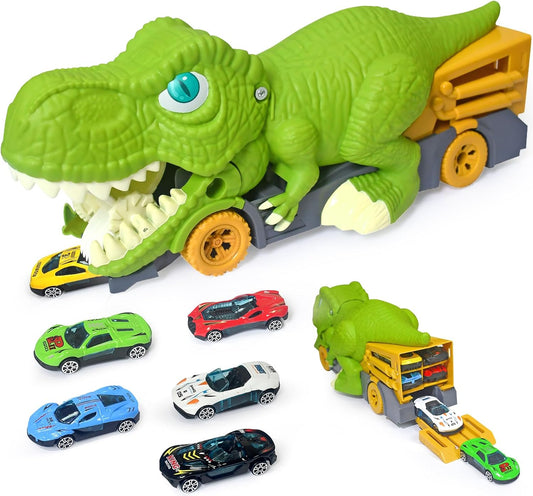 Dinosaurs eat car transport truck transport truck gift toys for 3-year-old boys, for 4-year-old boys toy cars, for 4-7-year-old boys monster trucks, 3-5-year-old children's dinosaur toys