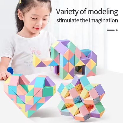 Segments Magic Rule Snake Multi-color 3D Puzzle Fidget Toys DecompressionTransformable Cubes Educational Toys