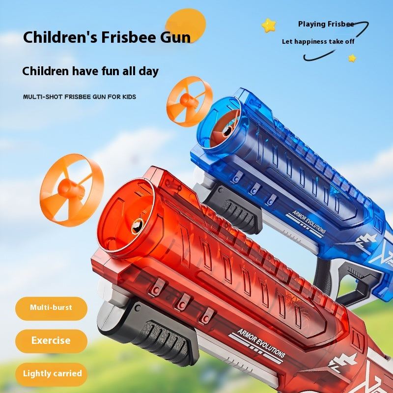 Children's pull-back shooting frisbee 6-12 years old outdoor shooting toys frisbee gun parent-child interactive combat