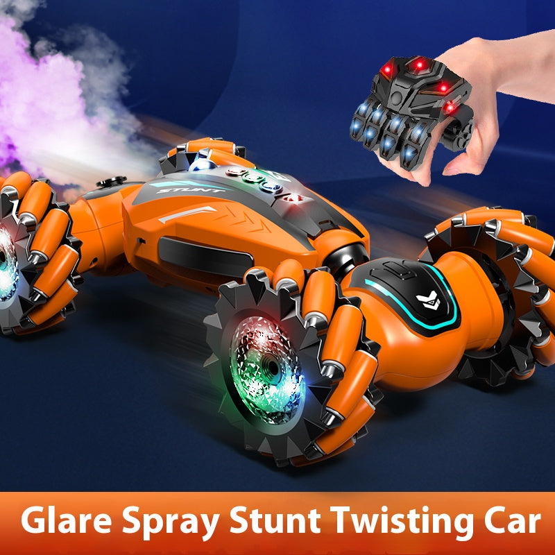 RC remote control high-tech glow-in-the-dark four-wheel drive side-trick transforming car toy