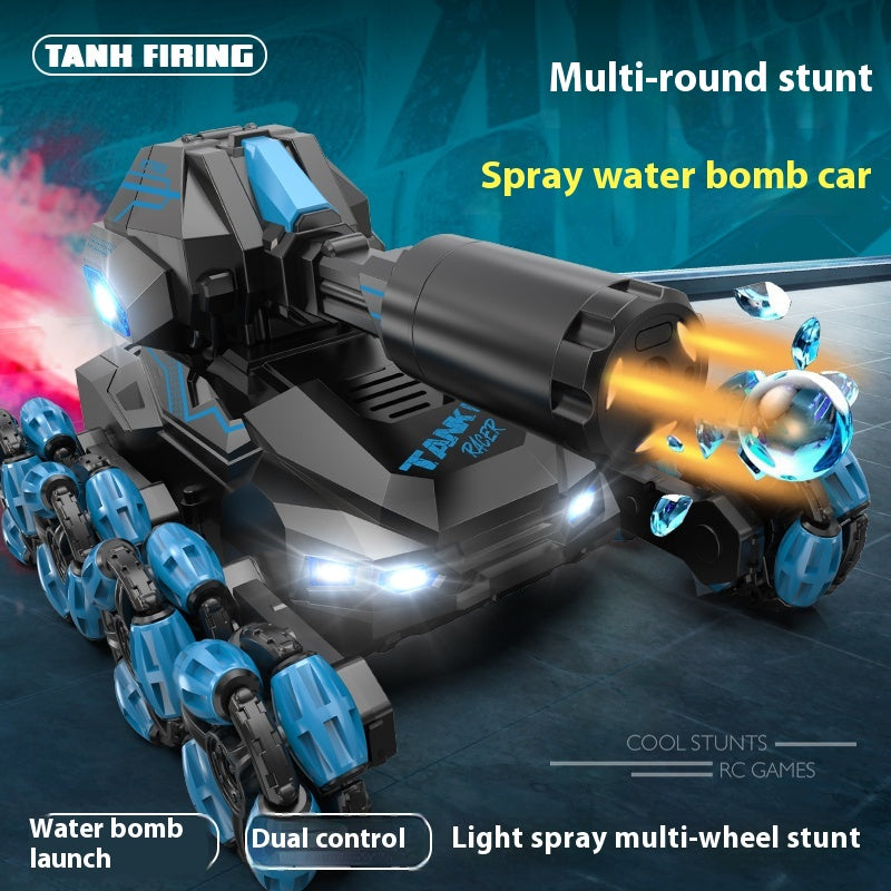 Six-wheeled octagonal water balloon remote control tank car rc remote control car toy fire spout gesture sensing drift gift