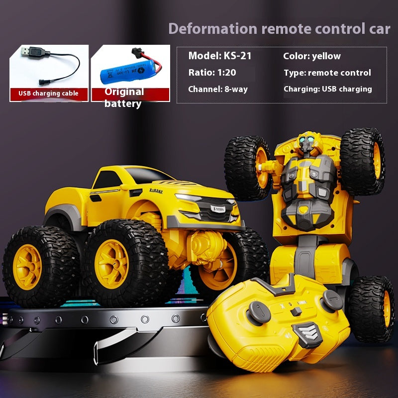 Children's toys one-button deformation cool remote car control anti-skid wear-resistant high-power motor parent-child interaction