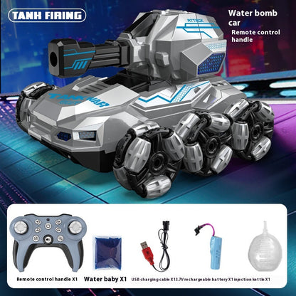 Six-wheeled octagonal water balloon remote control tank car rc remote control car toy fire spout gesture sensing drift gift