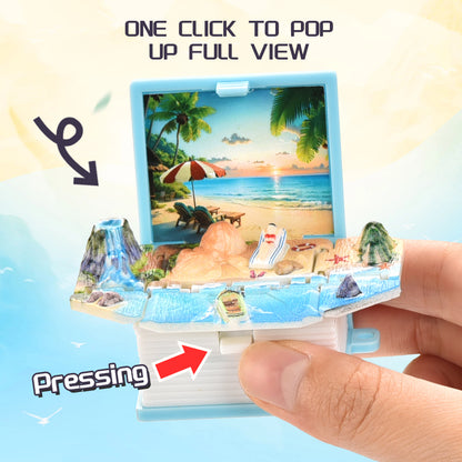 Summer Beach 3D book key chain Creative decompression toys School bag pendant