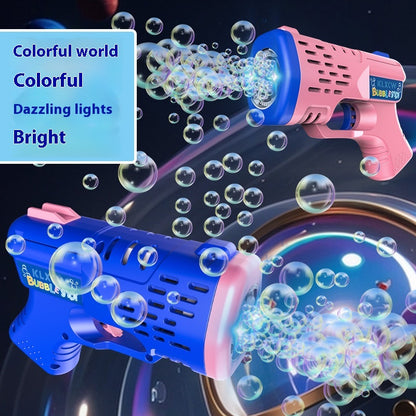 Internet celebrity popular mini automatic children's non-toxic toys, sci-fi bubble gun, lighting gifts, parent-child interaction