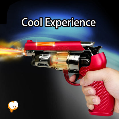 Electric cool telescopic flame spray rotary spray revolver toy gun multi-functional vibration parent-child exquisite gift