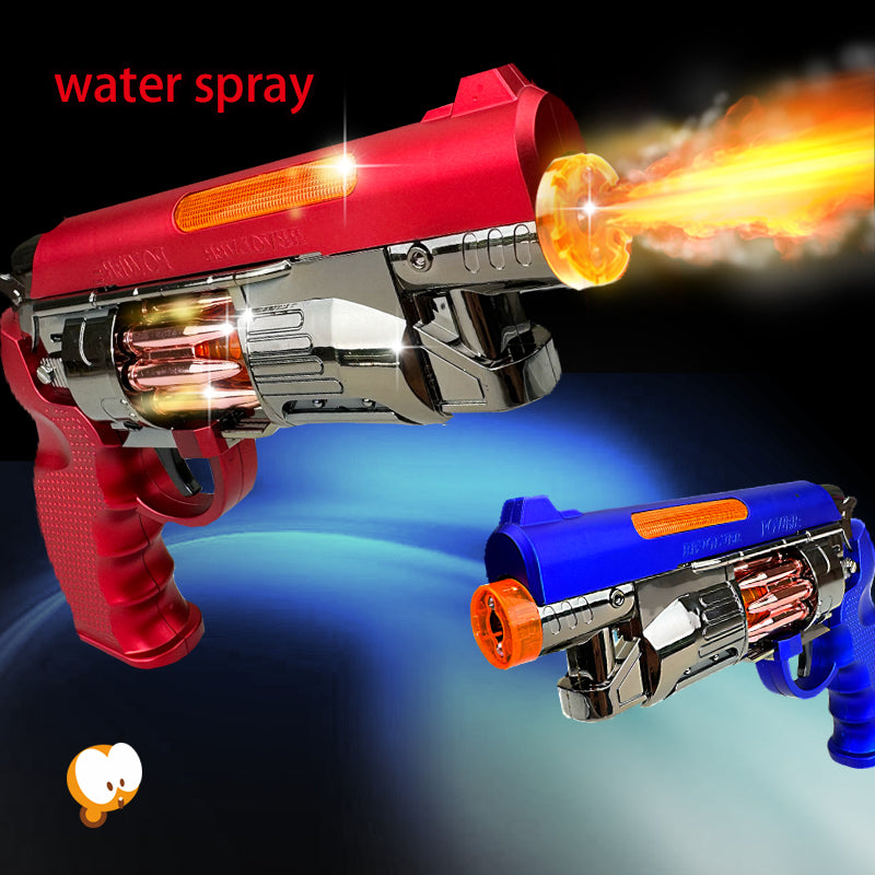 Electric cool telescopic flame spray rotary spray revolver toy gun multi-functional vibration parent-child exquisite gift