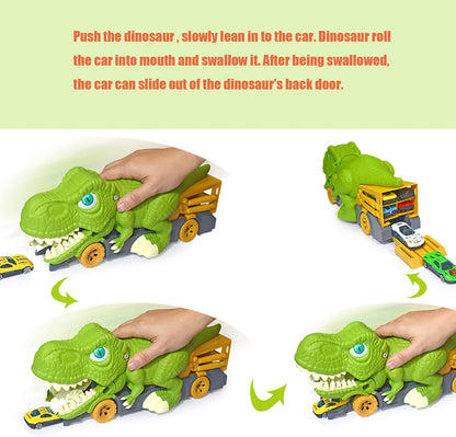 Dinosaurs eat car transport truck transport truck gift toys for 3-year-old boys, for 4-year-old boys toy cars, for 4-7-year-old boys monster trucks, 3-5-year-old children's dinosaur toys