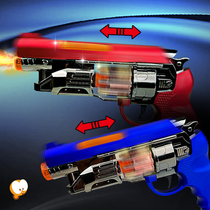 Electric cool telescopic flame spray rotary spray revolver toy gun multi-functional vibration parent-child exquisite gift