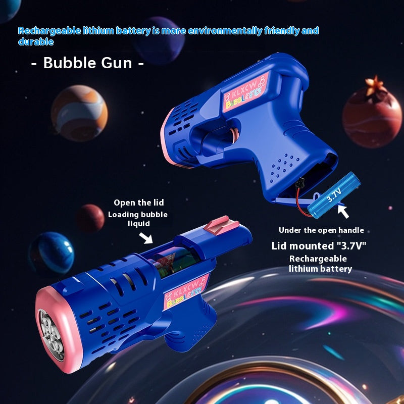 Internet celebrity popular mini automatic children's non-toxic toys, sci-fi bubble gun, lighting gifts, parent-child interaction