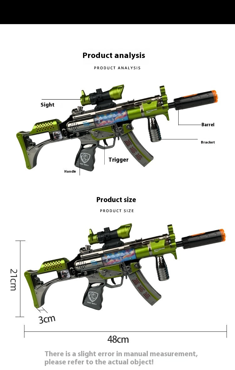 Electric cool M762 spray fire-breathing toy submachinegun vibration retractable realistic sound effect ultra exquisite gift