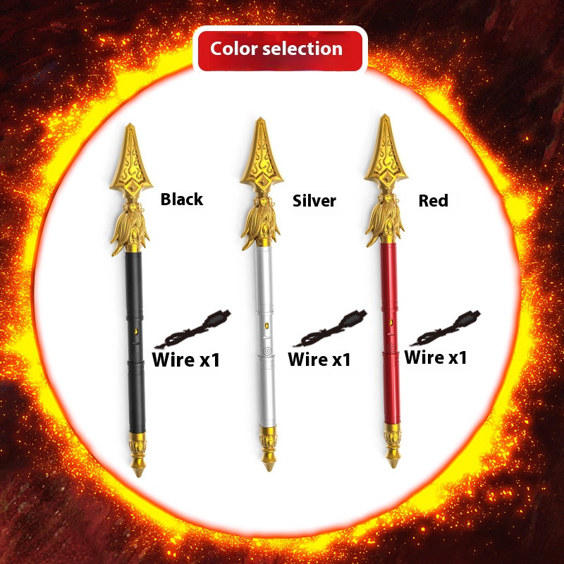 【Voice Control Version】Nezha's Fire-Tipped Spear Toy with a High-End Sense of Stretching for Children's Outdoor Parent-Child for Ages 3-6