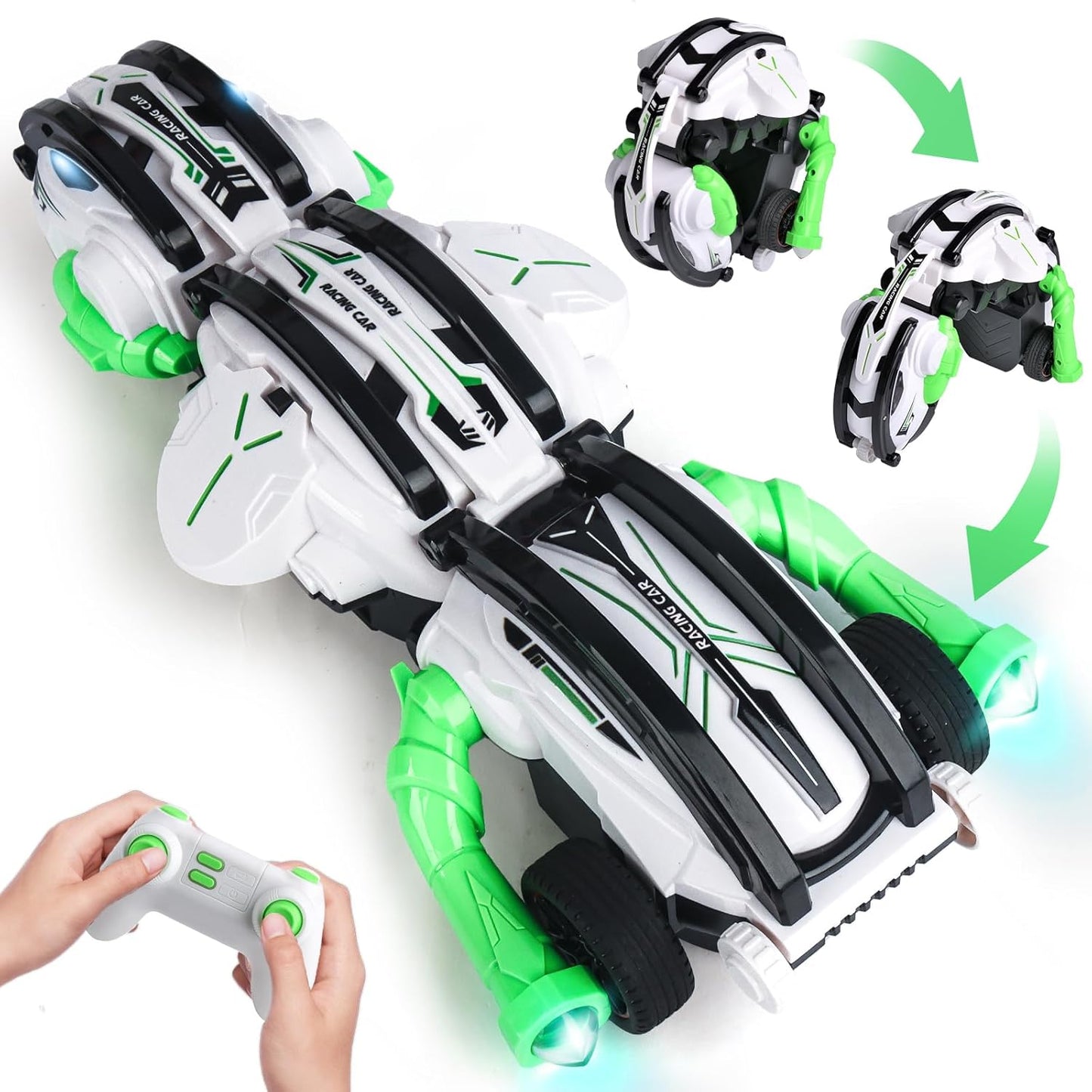 Remote Control Car Snake 360° Roll Toys,RC Car with LED Lights,Bristday for Kids Age 8-12 Year .Remote Control Racing Battle Toy Car Suitable for Adults.2 Batteries 60+min.