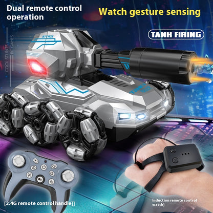 Six-wheeled octagonal water balloon remote control tank car rc remote control car toy fire spout gesture sensing drift gift