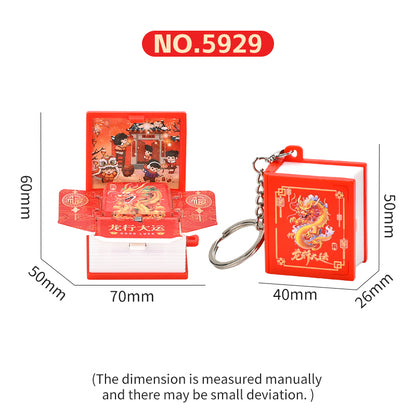 Chinese dragon 3D book key chain Creative decompression toys School bag pendant