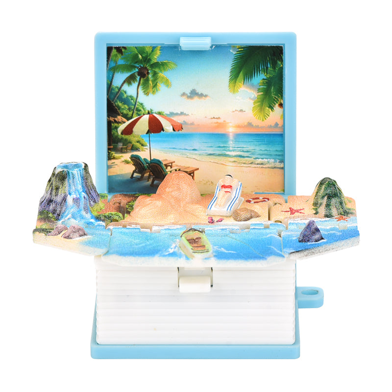 Summer Beach 3D book key chain Creative decompression toys School bag pendant